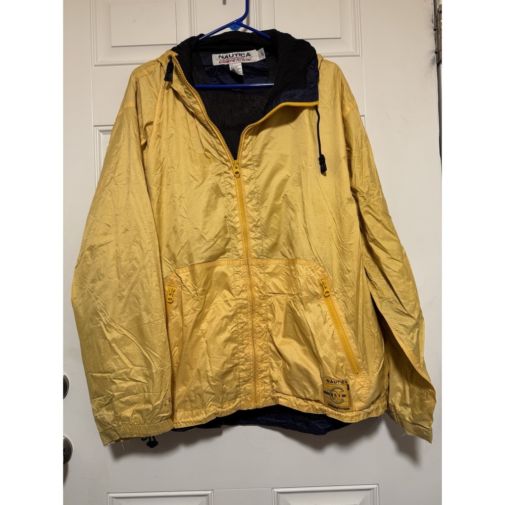 Nautica Vintage Yellow Competition Windbreaker Jacket‎ Size Large